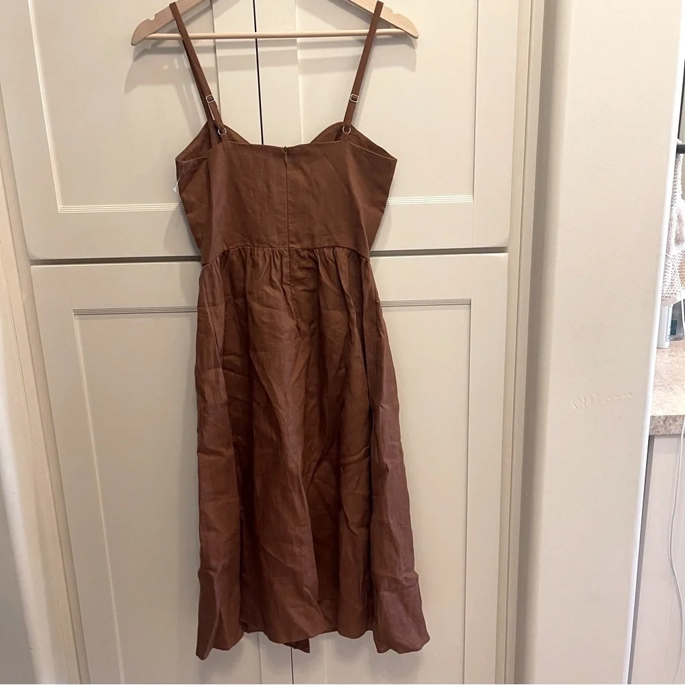 Reformation Thelma midi dress in brown linen size 2 - Picture 11 of 14